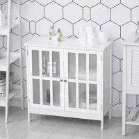 kleankin Contemporary Storage Cabinet, Cupboard Buffet Credenza with 2 Doors for Multifunction in Kitchen, Hallway, Living Room, White(m-9)