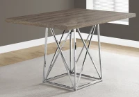 Monarch 48" x 36" Rectangular Wood Top Chrome Metal Base Modern Dining Table - Dark Taupe(m-3)