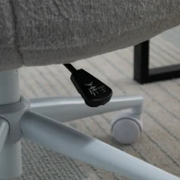 HOMCOM Faux Fur Leisure Chair Accent Chair Office Swivel Chair with Mid-Back Wide Design, Adjustable Seat Height, Steel Base, Wheels, Grey(m-17)