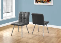 Monarch 2 Piece Quilted PU Leather Chrome Metal Legged Modern Dining Chair Set - Grey(m-2)