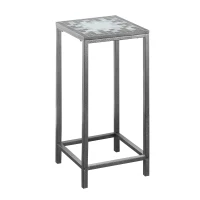 Monarch 28" Modern Mosaic Tile Top Hammered Silver Metal Frame Plant Stand Accent Side Table - Grey / Blue Tile Finish(m-1)