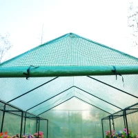 Outsunny 8' x 6' x 7' Portable Water/UV Walk-In Greenhouse Hot House with 18 Shelves, Weather Cover, & Roll Up Door(m-10)