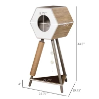 PawHut Cat Tree with Jute Scratching Post and Hanging Balls 44.5" H, Brown & White(m-3)