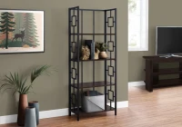 Monarch 62" H Transitional Decorative Metal 4-Tier Corner Etagere Bookcase - Espresso / Black Metal(m-2)
