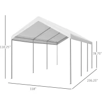 Outsunny 10' x 20' Heavy Duty Outdoor Carport Awning/Canopy with Weather-Fighting Material & Anchor Kit, White(m-3)