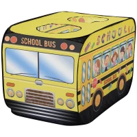 Qaba Kids School Bus Play Tent Pop-up Portable & Foldable Yellow(m-2)