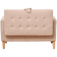 HOMCOM Modern 2-Seater Loveseat Button-Tufted Fabric Couch with Storage Chest, Cushions and Rubberwood Legs for Living Room, Light Brown(m-12)