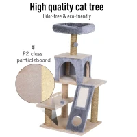 PawHut Cat Tree Tower with Natural Seaweed Scratch Posts Plush Perch  Ladder and Teasing Toy Ball(m-4)