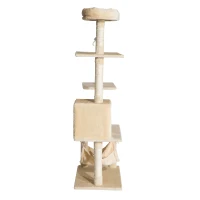 PawHut 60" Cat Tree Scratching Condo Furniture Kitty Activity Center with Hanging Toy Beige(m-6)