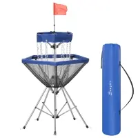 Soozier Portable Disc Golf Basket Target with 12-Chain, Easy Carry Bag, Dark Blue(m-1)