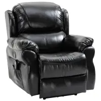 HOMCOM Vibration Massage Recliner Chair for Living Room with Heat,   Single Sofa, PU Leather Power Reclining Chair, Home Theater Seating with Footrest, Black(m-1)