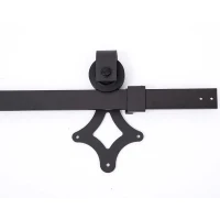 HomCom 6' Modern Interior Sliding Barn Door Hardware Kit - Black Carbon Steel Star(m-7)