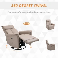 HOMCOM Modern Electronic Power Recliner with 360 Swivel Rotation, USB Charging Port and Footrest, Brown(m-5)
