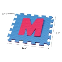 HOMCOM 33.6Sqft Number Alphabet EVA Puzzle Mat Interlocking Floor Mat Children Kids Toddler Play Foam with Certifications – 36 Pieces(m-4)