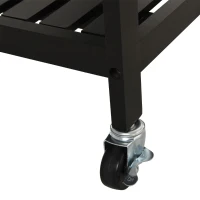 HOMCOM Pine 3-Tier Multifunction Kitchen Rolling Island Cart with Open Storage Shelves, Wine Rack & Stainless Steel Top(m-13)