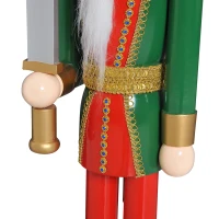 Open Box HOMCOM 42" Wooden Traditional Nutcracker King Figure with Sword - Red and Green(m-9)