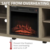 HOMCOM 60" W x 23.5" H Electric Fireplace Mantel TV Stand, Media Console Center Cabinet with 2 Adjustable Shelves, 4 Cable Management Holes and Fits up to 65" TV, Brown(m-7)