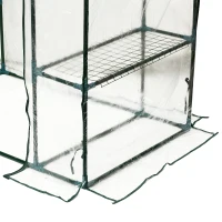 Outsunny 56" x 29" x 77" Mini Greenhouse Walk-in Greenhouse Garden Hot House with 2-Tier Shelving, Roll-Up Door & Weather Cover(m-9)