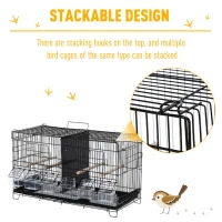 PawHut 23.5" x 11.75" x 13.9" Caged Bird Feeder Home with 4 Easy Access Doors, 6 Food Boxes, & 4 Relaxing Perch Poles(m-7)