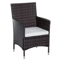 Outsunny 7 Pieces Rattan Dining Set Garden Wicker Furniture Slatted Tabletop Deck(m-7)