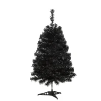 HOMCOM 3ft Artificial Christmas Tree Unlit Douglas Fir with Realistic Branches and 90 Tips, Black Halloween Style Holiday Decoration(m-1)
