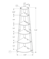 Monarch 72" Contemporary 6-Tier Storage Shelf Corner Accent Bookcase - Grey / White Finish(m-4)