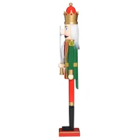 Open Box HOMCOM 42" Wooden Traditional Nutcracker King Figure with Sword - Red and Green(m-6)