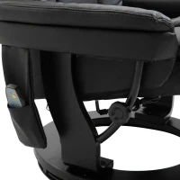 HOMCOM PU Leather Massage Sofa Recliner Chair with Ottoman Heated 10 Point Vibration Swiveling Armchair, Black(m-15)