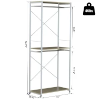 HOMCOM Rolling Garment Rack 2 Shelves Hanging Rods Oak(m-3)