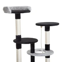 Pawhut 55-inch Cat Tree Scratching Furniture with Condo Post (Black/Gray)(m-8)