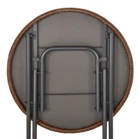 Outsunny 3PC Rattan Wicker Bistro Set w/ Folding Design, Hand Woven Rattan Table and Chairs for Outdoor, Brown(m-12)