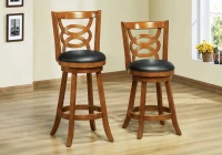 Monarch 2 Piece 42" PU Leather Padded Seat Bar Height Swivel Wooden Barstool Set - Oak Finish(m-2)