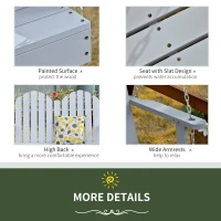 Outsunny 47'' 2-Seater Hanging Porch Swing, Outdoor Patio Swing Bench with Wooden Build, Water-Fighting Protection, & Classic Style, 440 lb Weight Capacity, Grey(m-7)