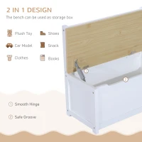 Qaba 4-Piece Kids Table and Chair Set, with 1 Storage Bench and 2 Matching High Back Chairs, Natural & White(m-6)