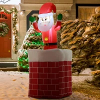 HomCom 6' Tall Outdoor Animated Inflatable Christmas Lawn Decoration - Santa in a Chimney(m-2)