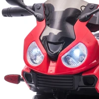 Aosom 6V Kids Motorcycle Dirt Bike Electric Battery-Powered Ride-On Toy Off-road Street Bike for Children with Rechargeable Battery, Pedal, Horn, Headlights, and Training Wheels for Balance Red(m-10)