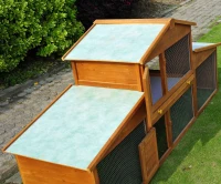 PawHut 85x25x39inch Deluxe Wooden Rabbit Hutch Backyard Bunny Cage Chicken Coop Small Animal Living House with Outdoor Run(m-9)