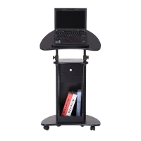 HOMCOM Deluxe Height Adjustable Rolling Laptop Cart Presentation Stand with Tilt Table Top and Storage Black(m-5)