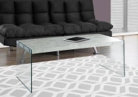 Monarch 44" Contemporary Tempered Glass Base Accent Coffee Table - Grey Cement-Look Top Finish(m-2)