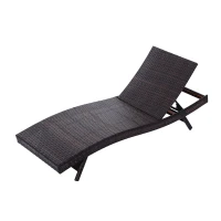 Outsunny Patio Wicker Lounger Chair, Outdoor PE Rattan Foldable Chaise Chair with 5 Position Adjustable Back, Padded Cushion, Cream(m-4)