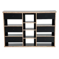 HOMCOM Triple Wall Mounted Media Storage Floating CD DVD Shelves Rack Hanging Organizer Unit Black(m-6)