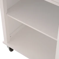 Open Box HOMCOM 27.5" Pine Wood Bamboo Portable Rolling Kitchen Island Cart with Wheels - White(m-11)