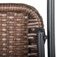 Outsunny 3PC Rattan Wicker Bistro Set w/ Folding Design, Hand Woven Rattan Table and Chairs for Outdoor, Brown(m-14)