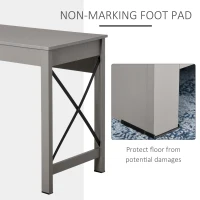 HOMCOM Home Office Writing Desk with Lower Storage Cabinet and X Bar Metal Frame, Grey(m-7)