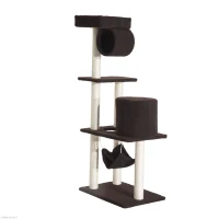 PawHut 55" Scratching Cat Tree Kitty Furniture House Condo Post Pet Supply Deep-Brown(m-6)