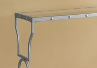 Monarch 42" Contemporary Tempered Glass Top Symmetrical Shapes Metal Frame Accent Hall Sofa Console Table - Silver Finish(m-3)