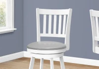 Monarch 2pc Traditional Counter-Height Swivel Barstools with Rounded Grey Leather-Look Upholstered Seat - White(m-3)