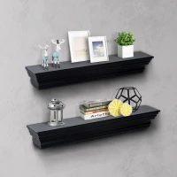 HOMCOM Floating Wall Shelf Ledge Wall Mounted Display Storage Rack Set of 2 Black(m-1)