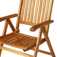 Outsunny 9pcs Acacia Wood Dining Set Expandable Table Folding Chair(m-8)