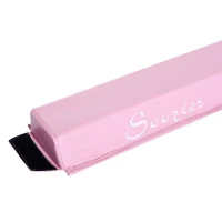 Soozier 8FT Folding Floor Balance Beam Foam Gymnastic Training Low Height Beam for Kids Home Gym Pink(m-8)